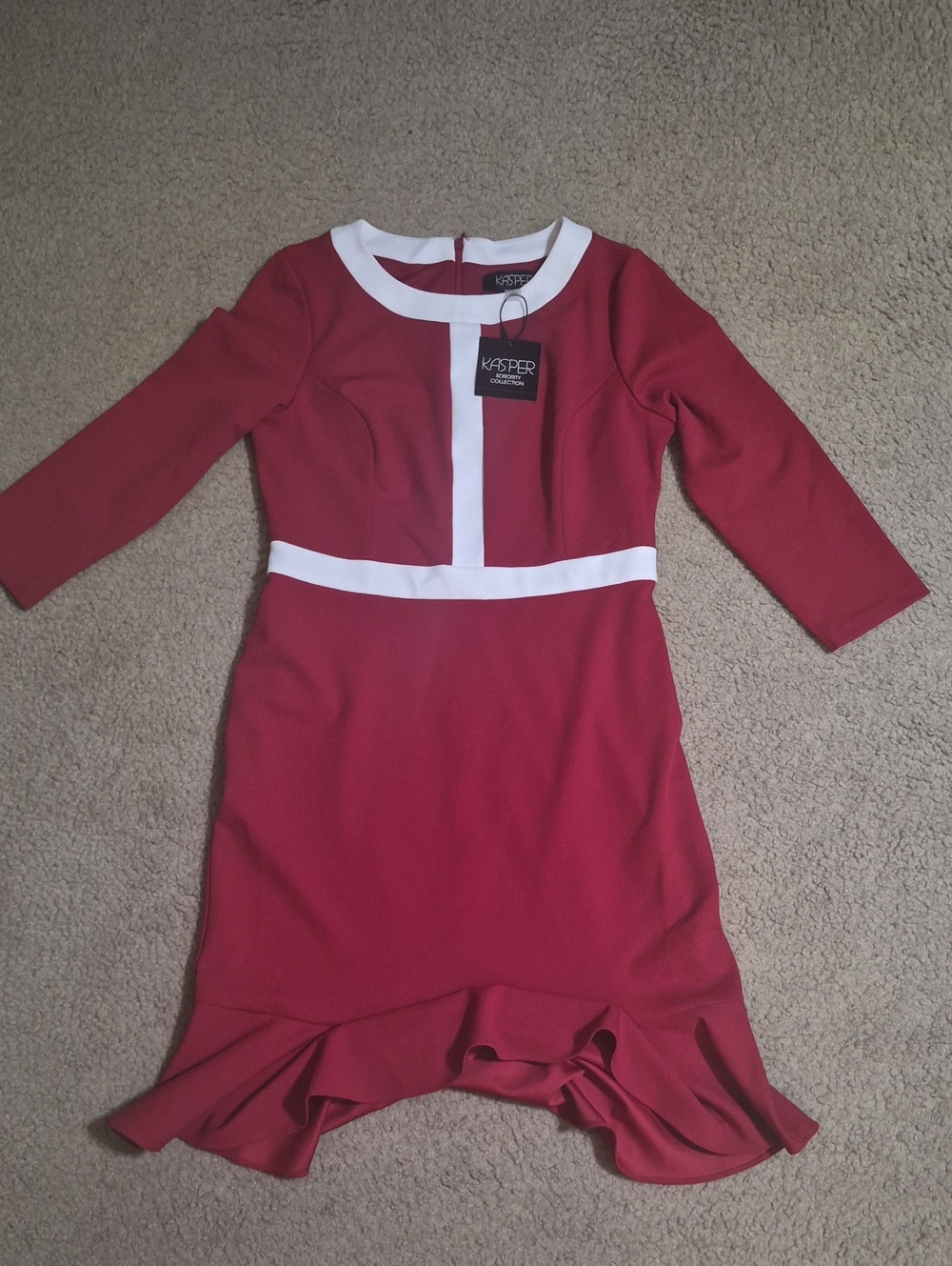 Kasper Womens' Crimson Dress with White Trim
